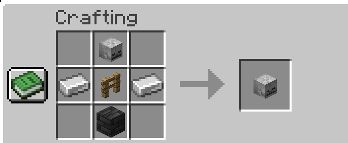 Crafting table recipe example
